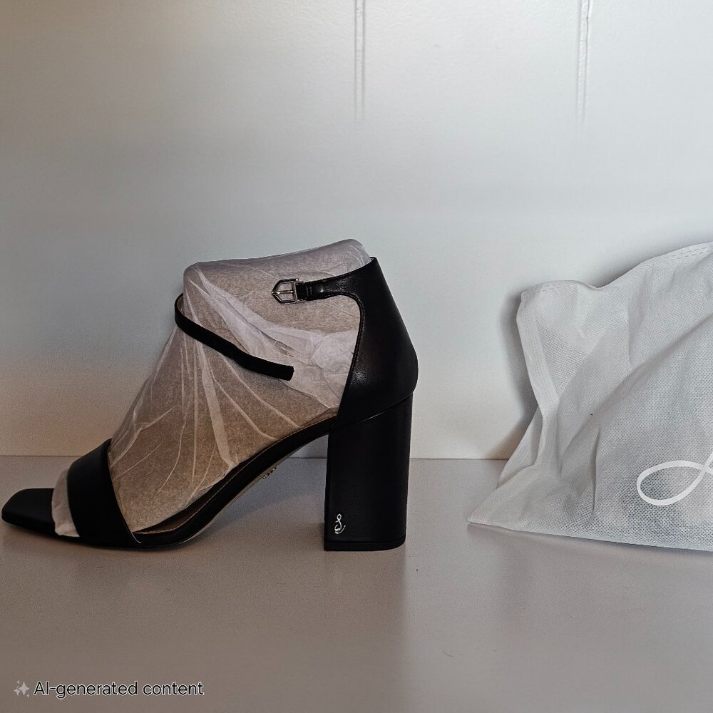 Sam Edelman Black Leather Daniella Block Heel Sandal Size 11